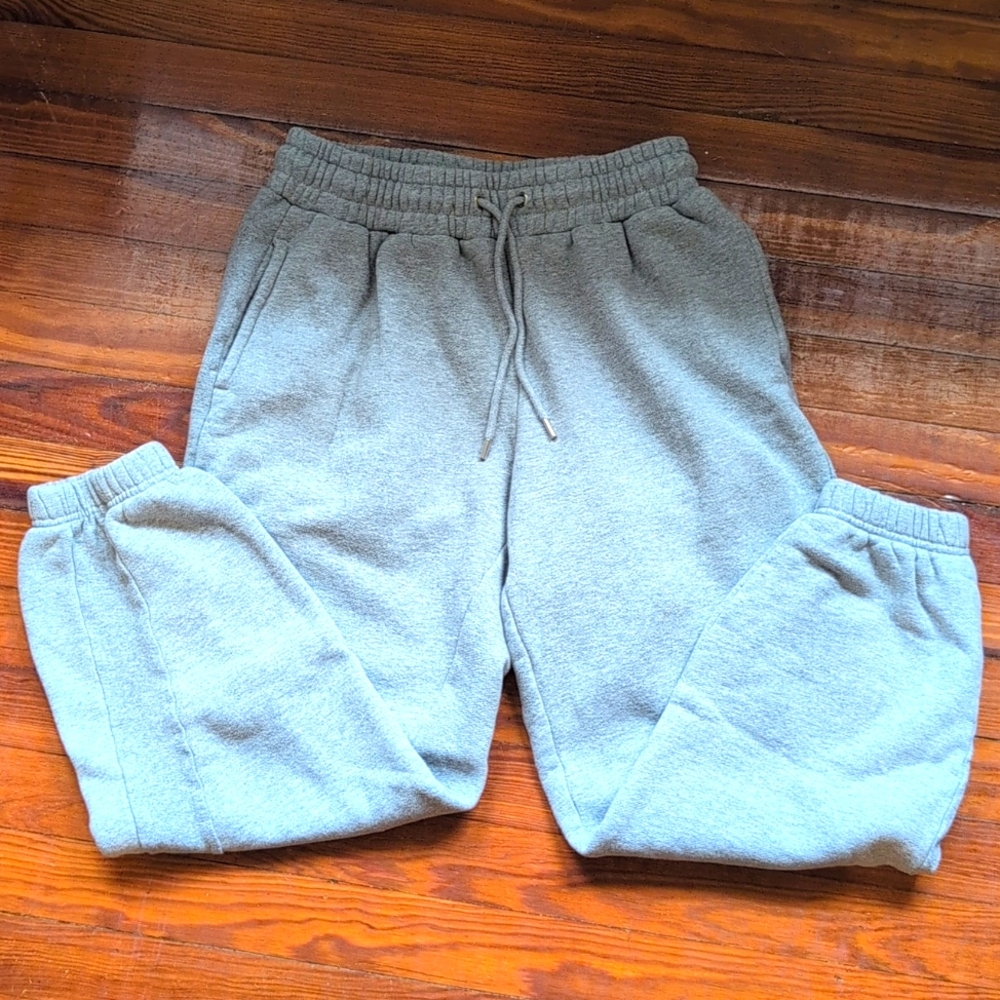 Quince Organic Heavyweight Fleece Boyfriend Sweatpants Joggers, Heather, SZ M